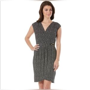 NWT $120 Michael Kors Nezla Side Buckle Faux Wrap Dress Black 3xl